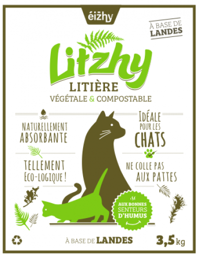 Litière végétale pour chats à base de landes bretonnes